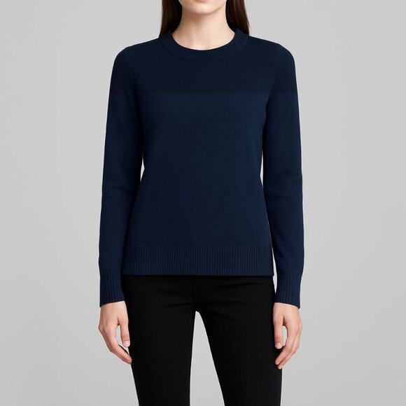 COS Angora Merino Wool Blend Crewneck Pullover in Navy - sz Small - Picture 2 of 8